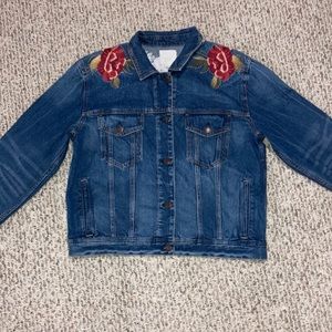 American eagle Jean jacket with flower embroidery.